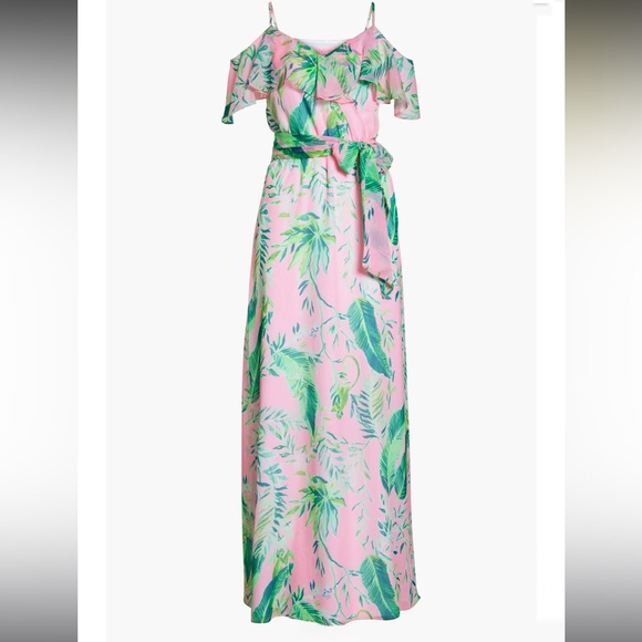 Lilly Pulitzer Size M Zadie Pink & Green Maxi Dress - Picture 6 of 12